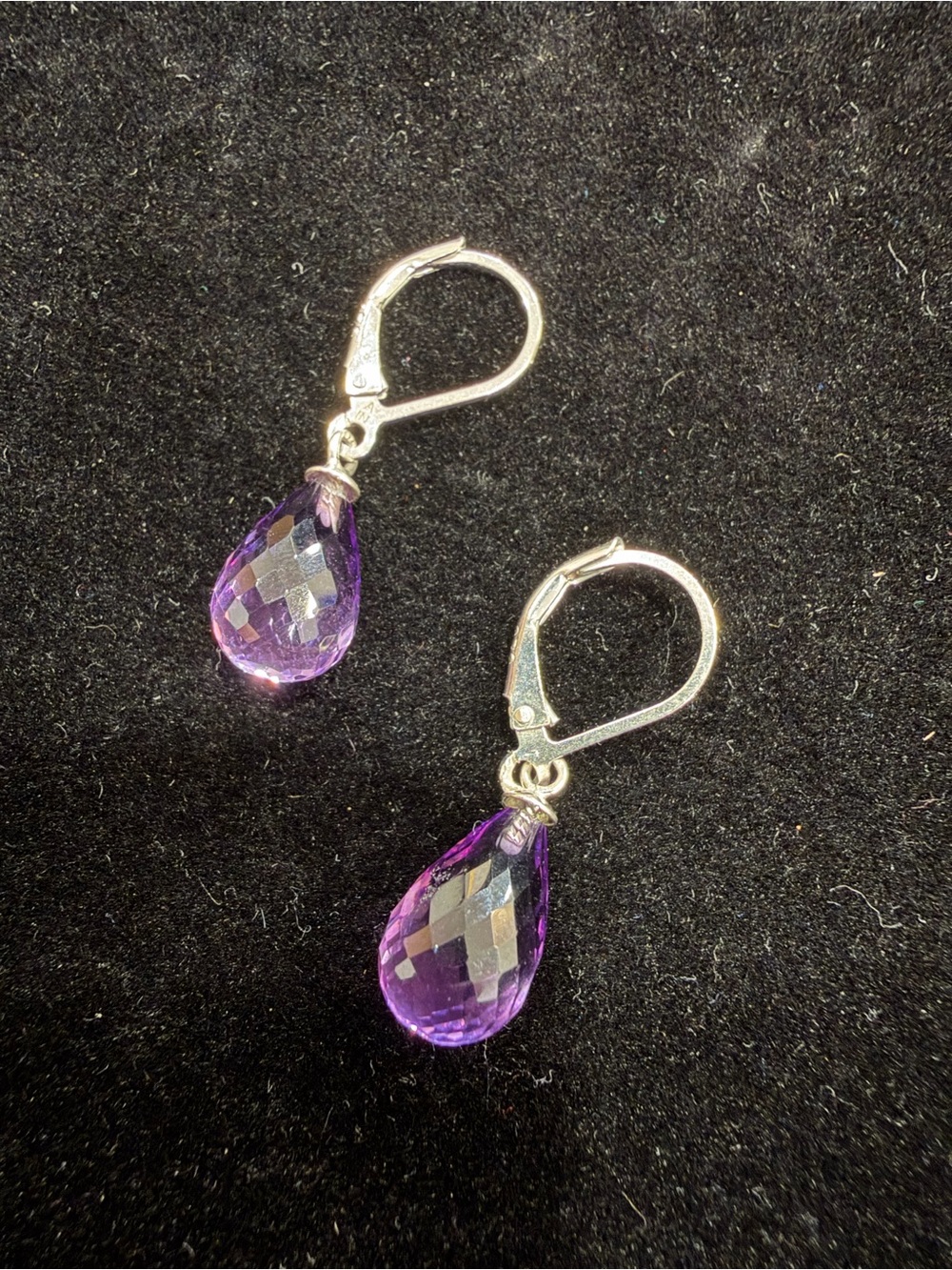 10.0 Carat AmethystTeardrop Dangle Earrings in 925 Sterling Silver